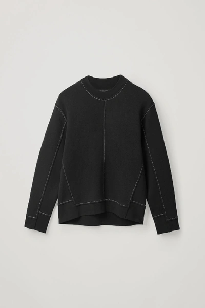 Shop Cos Panelled Recycled Cotton Sweatshirt In Black