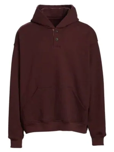 Sixth Collection Everyday Henley Hoodie In Merlot