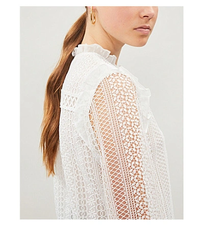 Shop Ted Baker Zip-up Frilled Lace Blouse In White