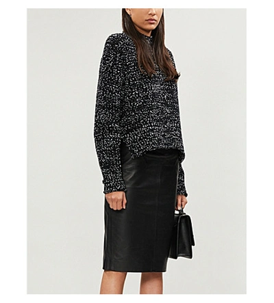 Shop Whistles Women's Black Kel Leather Midi Pencil Skirt