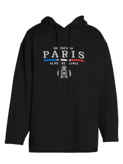 Shop Balenciaga Oversized Paris Logo Hoodie In Black