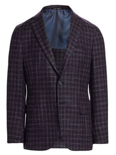 Shop Saks Fifth Avenue Collection Plaid Wool & Silk Sportcoat In Purple
