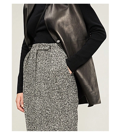 Shop Max Mara Rosita Marled Wool-blend Bouclé Skirt In Black