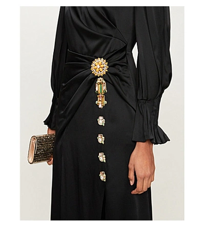 Shop Peter Pilotto Boat-neck Padded-shoulders Crepe Gown In Black