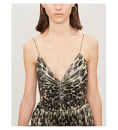 Shop Saint Laurent Leopard-print Silk-blend Mini Dress In Taupe