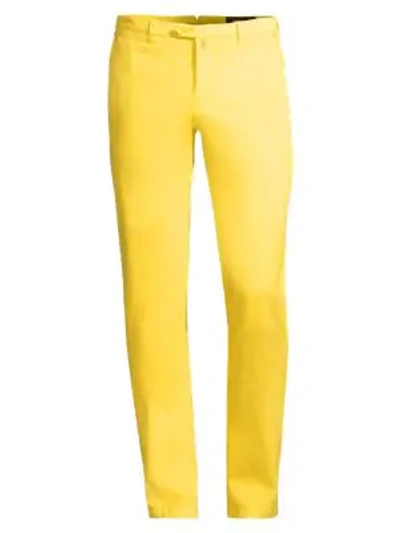 Shop Kiton Straight-leg Stretch Pants In Yellow
