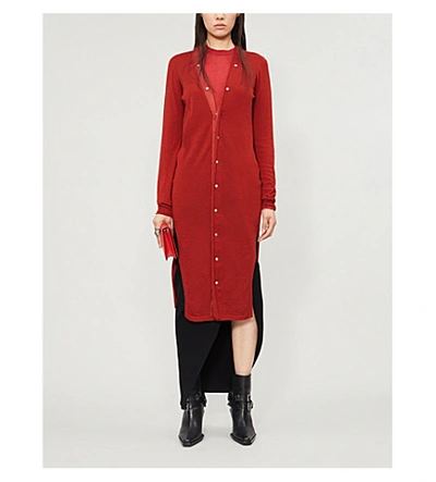 Shop Rick Owens Snap V-neck Cashmere Cardigan In Cherry