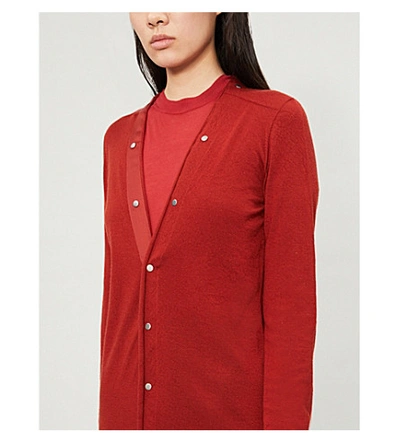 Shop Rick Owens Snap V-neck Cashmere Cardigan In Cherry