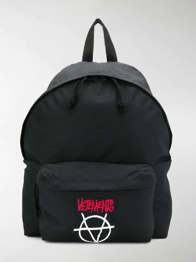 Shop Vetements Logo Patch Backpack In Black