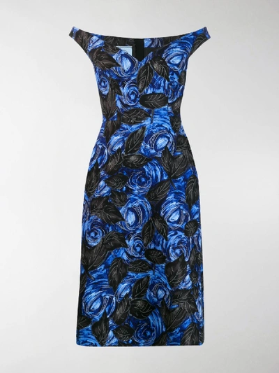 Shop Prada Crepe Cady Dress In Blue