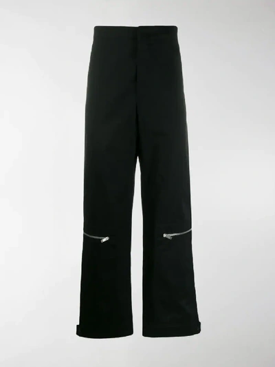 Shop Jil Sander Wide Leg Zipped Trousers In Black