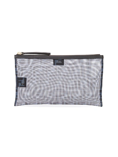 Shop Fendi Logo Mesh Pouch Blue