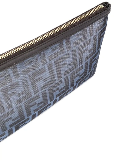 Shop Fendi Logo Mesh Pouch Blue