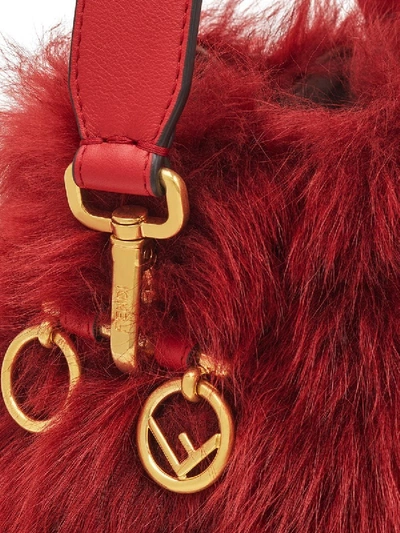 Shop Fendi Red Fur Mini Mon Tresor Bucket Bag