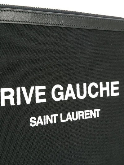 Shop Saint Laurent Rive Gauche Logo Clutch In Black