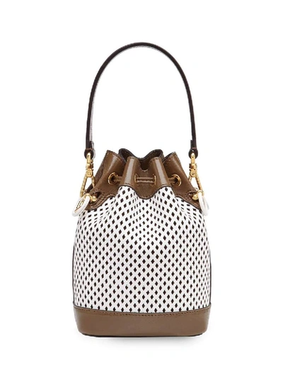 Shop Fendi Mesh Mini Mon Tresor Bucket Bag White