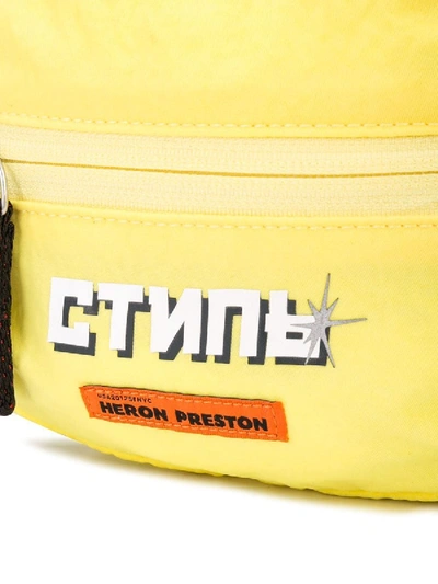 Shop Heron Preston Logo Print Mini Belt Bag Green
