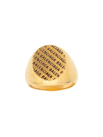 Shop Balenciaga Precio Logo Ring In Gold
