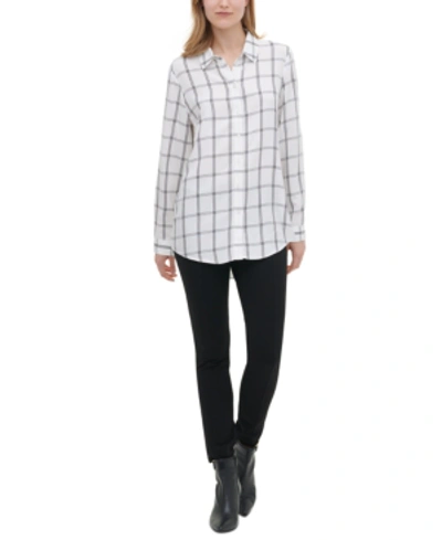 Shop Calvin Klein Windowpane-print Utility Shirt In White