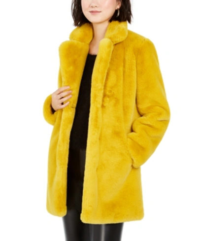 Shop Apparis Eloise Faux-fur Coat, Created For Macy's In Mustard