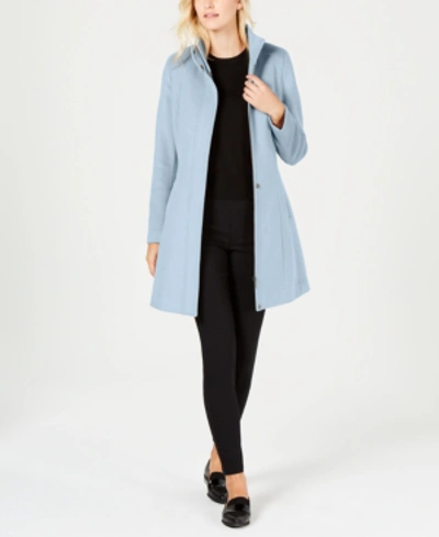 Shop Calvin Klein Stand-collar Walker Coat In Pastel Blue