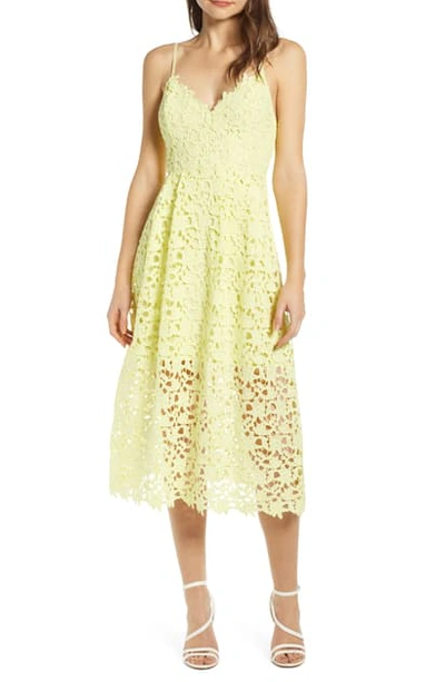 Shop Astr Lace Midi Dress In Lemon