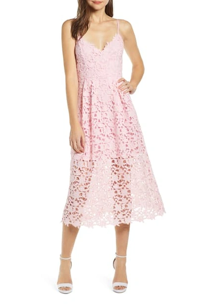 Shop Astr Lace Midi Dress In Rose