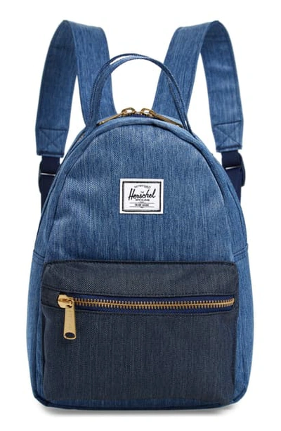 Shop Herschel Supply Co Mini Nova Backpack - Blue In Faded Denim/ Indigo Denim