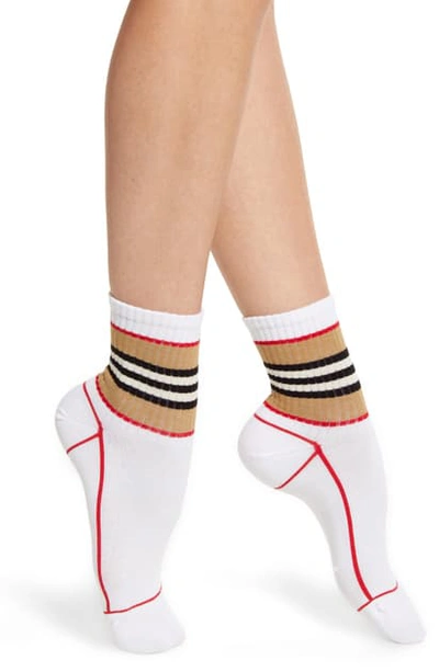 Shop Burberry Icon Stripe Ankle Socks In White