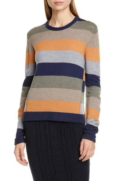 Shop Atm Anthony Thomas Melillo Stripe Merino Wool Sweater In Multicolor Combo