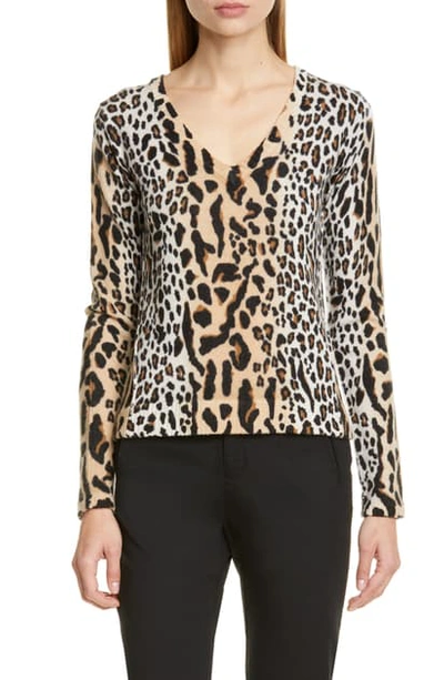 Shop Atm Anthony Thomas Melillo Leopard Spot Sweater In Camel/ Black Combo