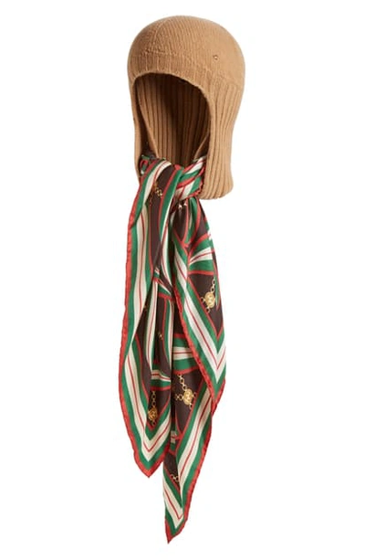 Shop Gucci Loren Knit Hat In Camel/ Dark