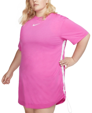 Nike Plus Size Logo T Shirt Dress In Active Fuschia White Modesens