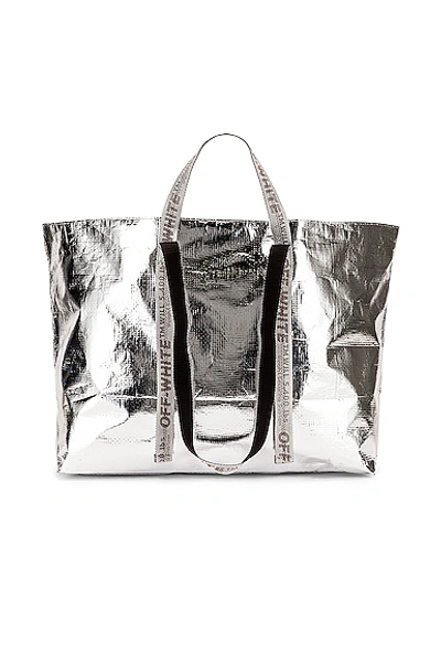 Shop Off-white New Commercial Tote Bag In Silver & White