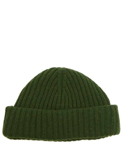 Shop Oliver Spencer Dock Ribbed Beanie In Forest Green