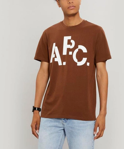 Shop Apc Decale Cotton Logo T-shirt In Marroon