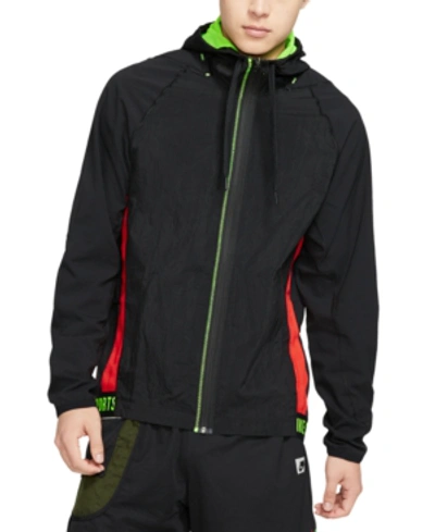 Shop Nike Men's Sport Clash Dri-fit Flex Training Jacket In Black/green/red