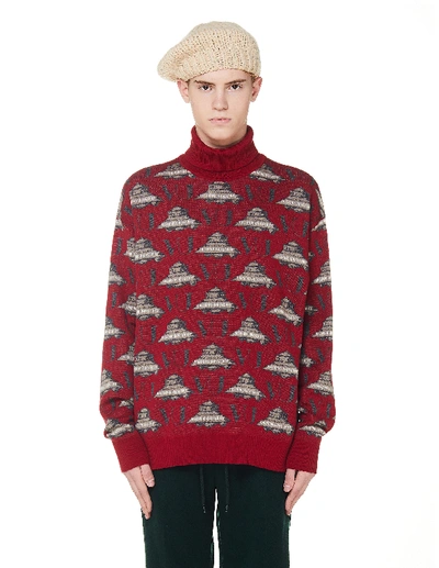 Shop Undercover Valentino Edition Ufo Turtleneck Sweater In Red