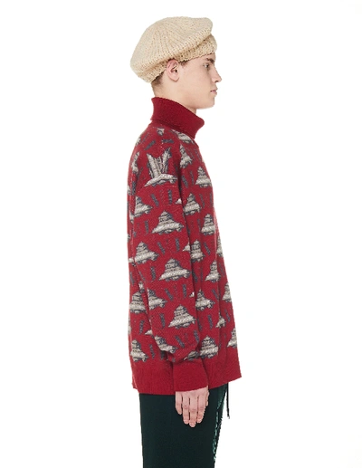 Shop Undercover Valentino Edition Ufo Turtleneck Sweater In Red