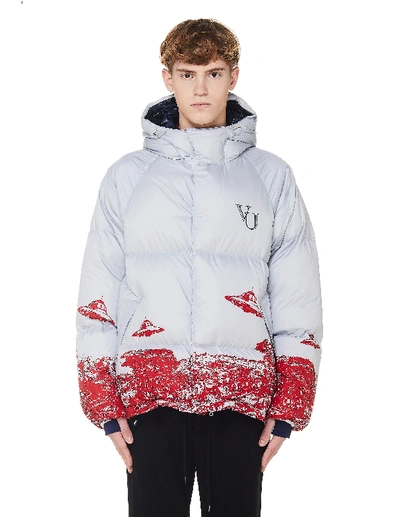 Shop Undercover Valentino Edition Printed Puffer Jacket In White