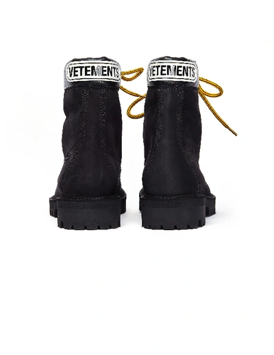 Shop Vetements Black Nubuck Trucker Logo Boots