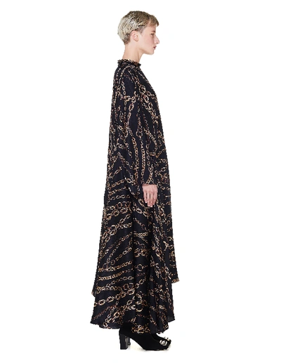 Shop Balenciaga Black Silk Chains Typo Dress