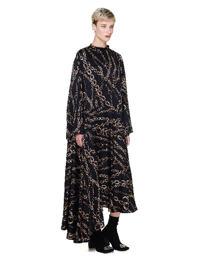 Shop Balenciaga Black Silk Chains Typo Dress
