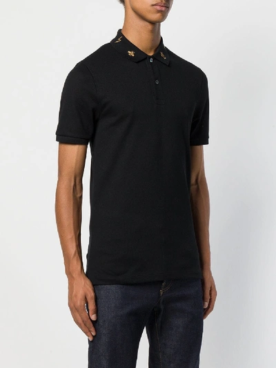 Shop Gucci Piquet Polo Shirt With Embroidery In Black