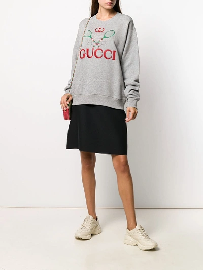 Shop Gucci Printed Sweatshirt In Grey