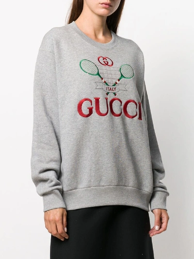 Shop Gucci Printed Sweatshirt In Grey