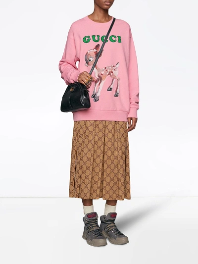 Shop Gucci Printed Sweatshirt In Pink