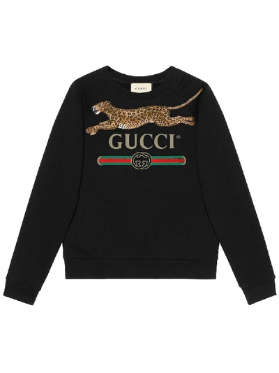 Shop Gucci Cotton Sweatshirt In Black