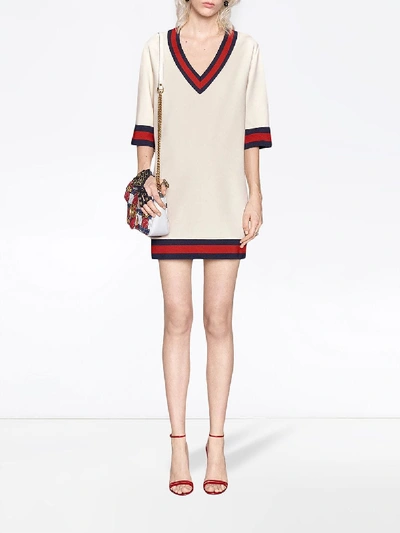 Shop Gucci Dress With Web Details In White
