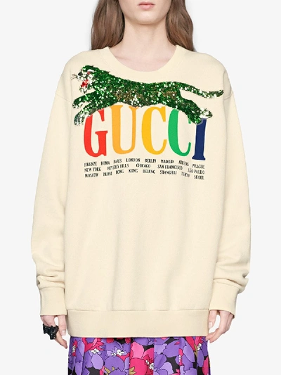 Shop Gucci Printed Sweatshirt In White